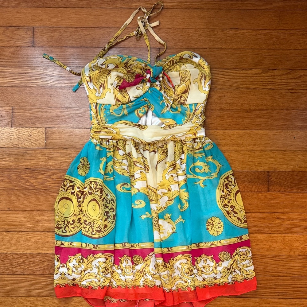 Lipsy London Size 6 Colorful Strapless or tie at neck Dress